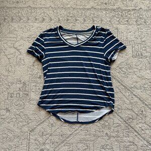 Maurices Size Small 24/7 Blue and White Striped Tee